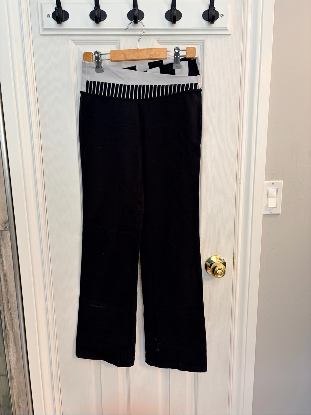 lululemon athletica Black Yoga Pants with White Striped Waistband